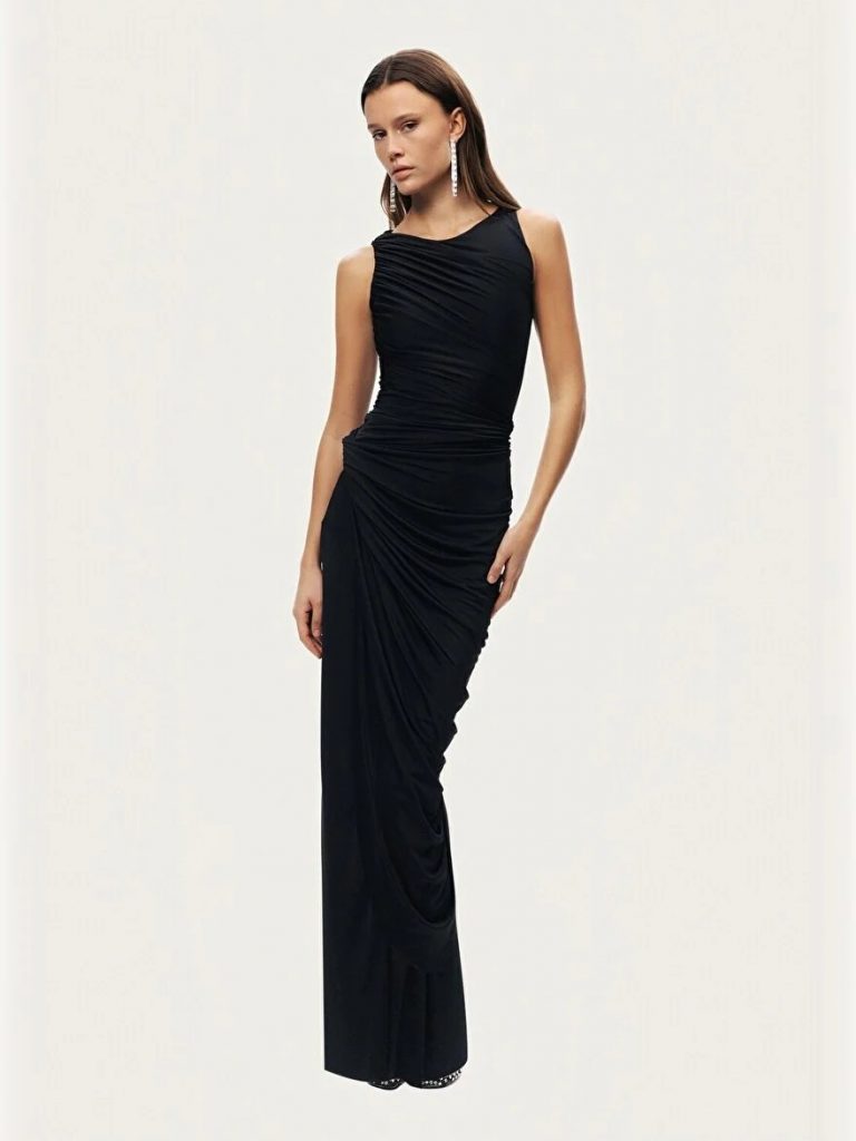 NOCTURNE Burgu ve Drape Detaylı Maxi Elbise 2778