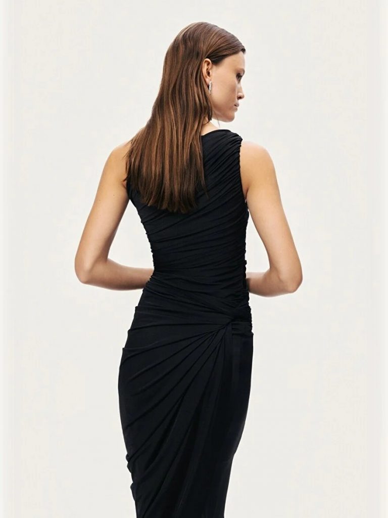 NOCTURNE Burgu ve Drape Detaylı Maxi Elbise 2778