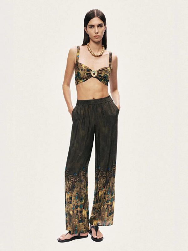 NOCTURNE Desenli Düz Paça Pantolon 3493