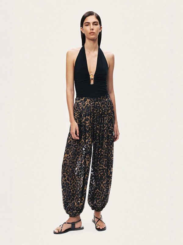 NOCTURNE Leopar Desenli Şalvar Pantolon 3494