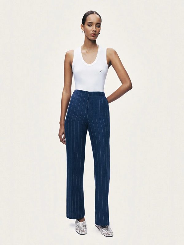 NOCTURNE Çizgili Geniş Paça Pantolon 3520