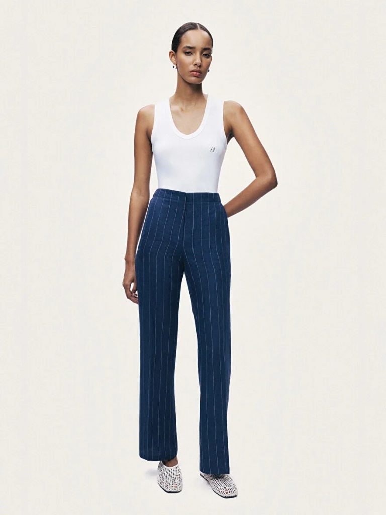 NOCTURNE Çizgili Geniş Paça Pantolon 3520