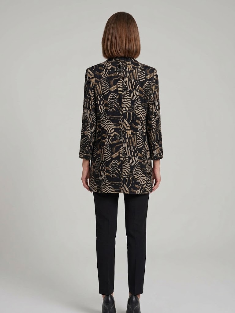 EKOL Etnik Desen Kruvaze Blazer Ceket 4261